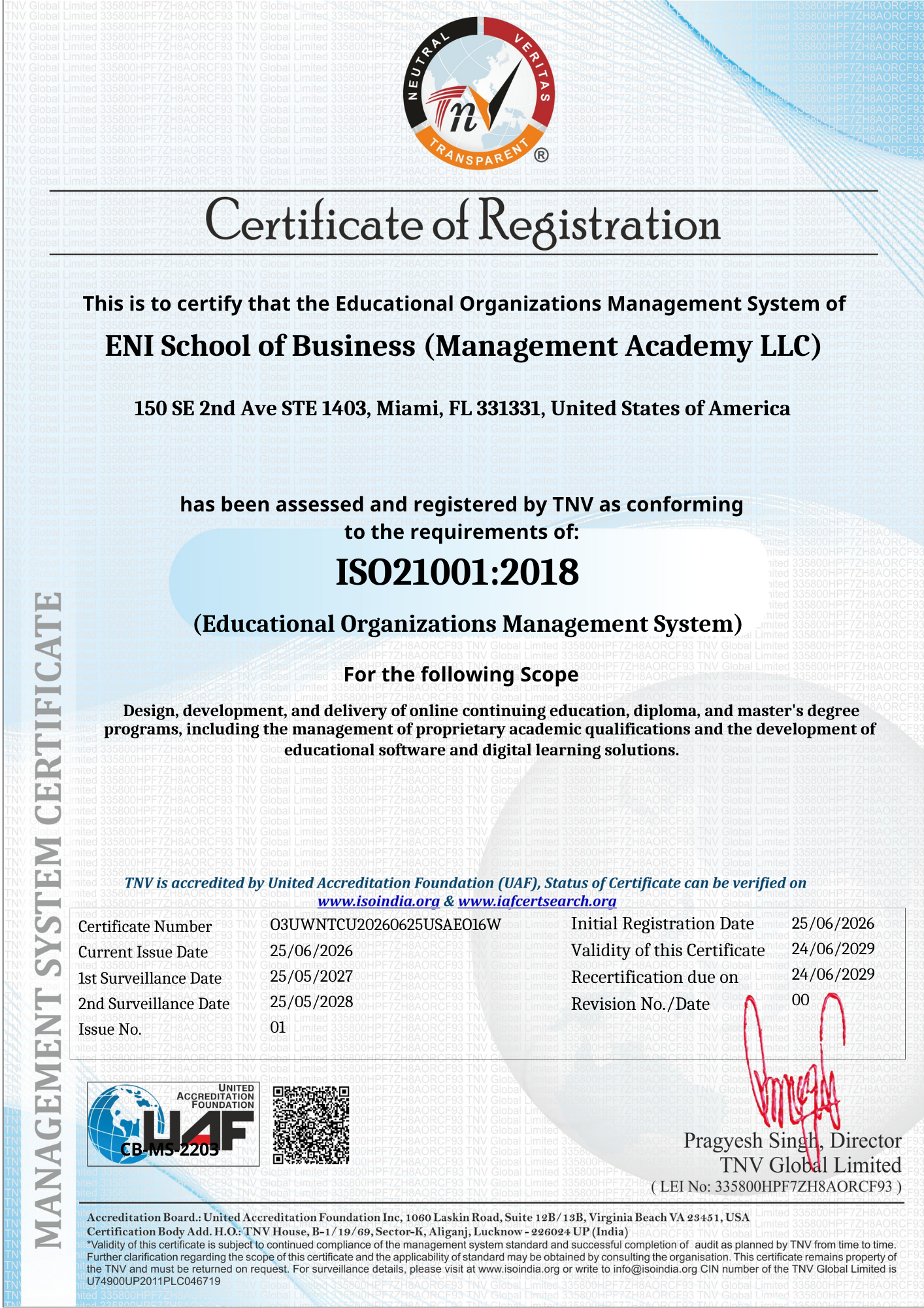 Certificado ISO 21001 — Sistemas de gestión para organizaciones educativas